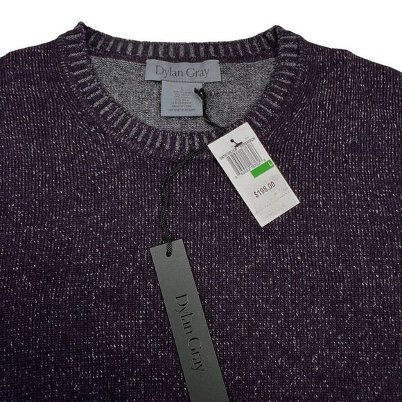 New Dylan Gray Classic Men Purple Grey Crew Neck Sweatshirt Cashmere US L - Picture 8 of 9
